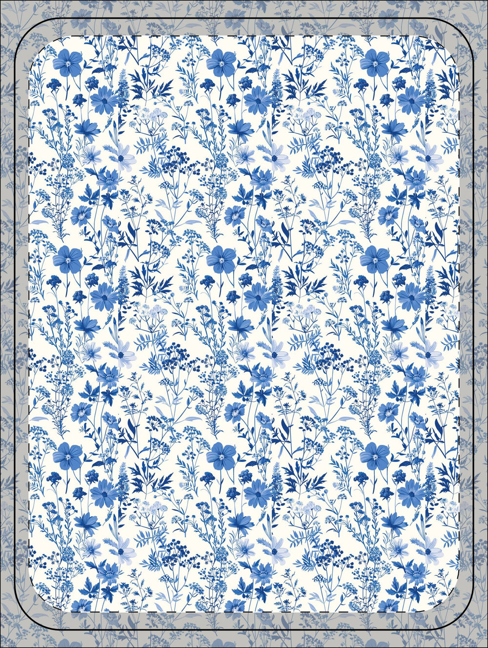 Japan-Inspired Blue Floral Sherpa Blanket | Solenriz - Rizzlly