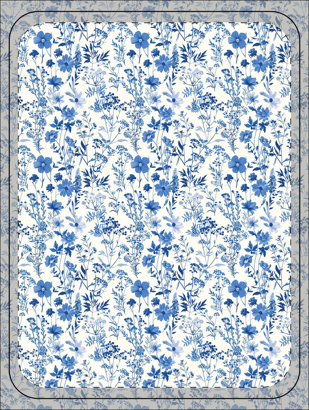 Japan-Inspired Blue Floral Sherpa Blanket | Solenriz - Rizzlly