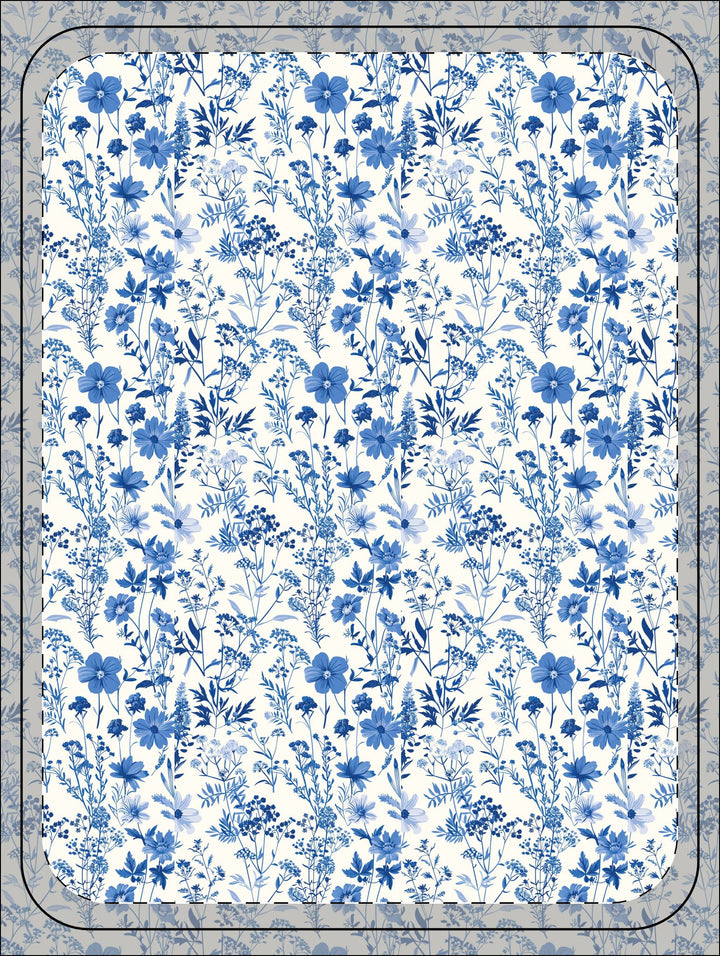 Japan-Inspired Blue Floral Sherpa Blanket | Solenriz - Rizzlly